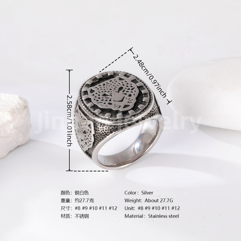 Stainless Steel Titanium Bitcoin-Fingerprint Patterns Men's Ring