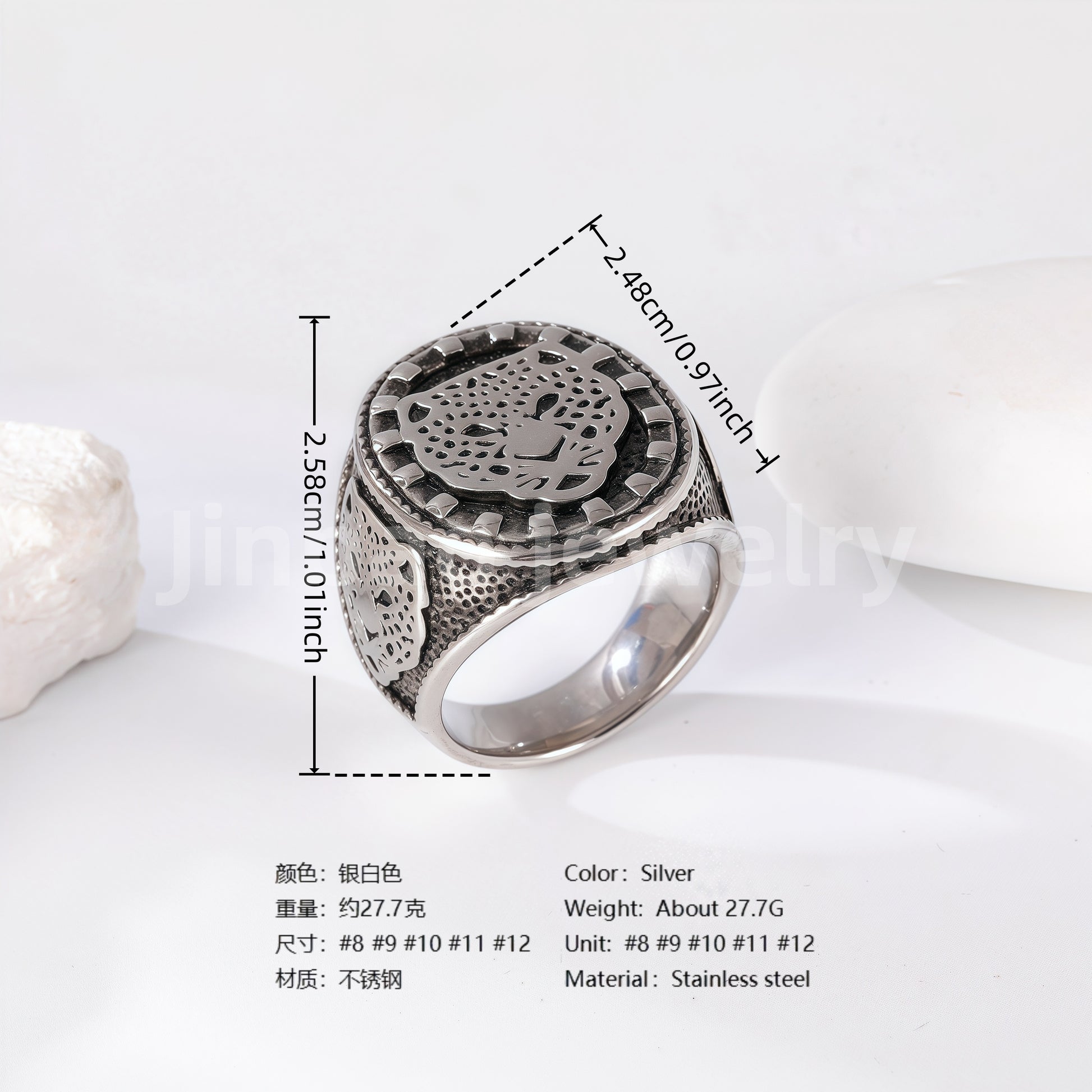 Stainless Steel Titanium Bitcoin-Fingerprint Patterns Men's Ring