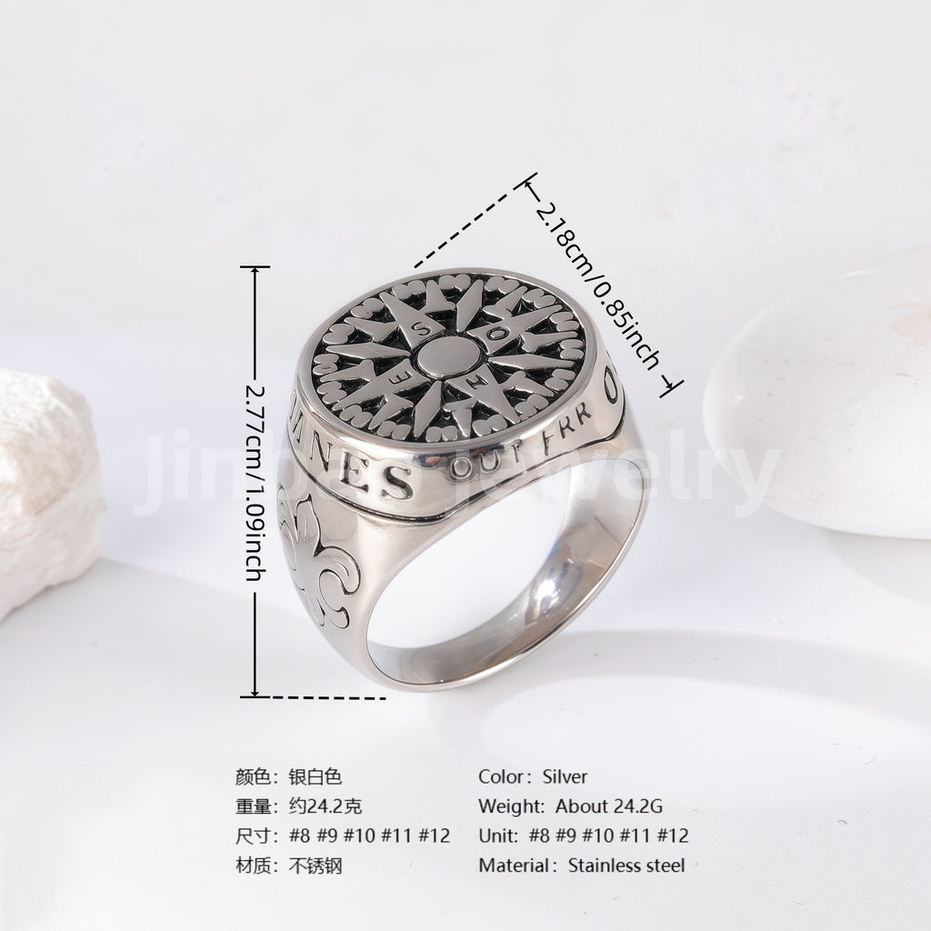 Stainless Steel Titanium Bitcoin-Fingerprint Patterns Men's Ring