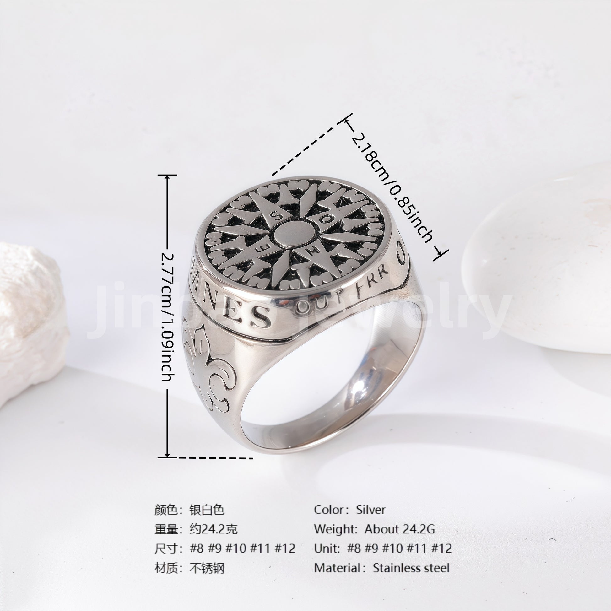Stainless Steel Titanium Bitcoin-Fingerprint Patterns Men's Ring