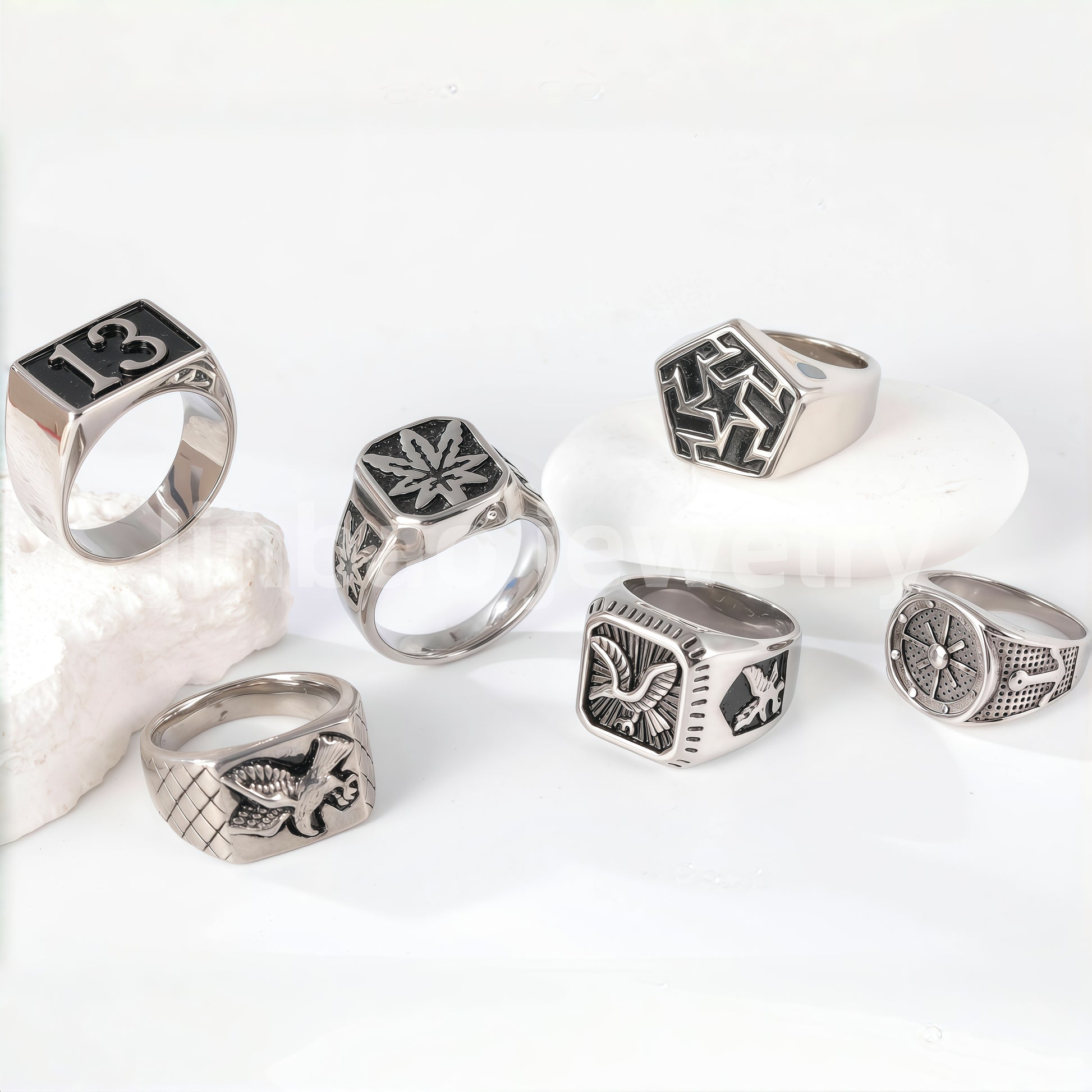 Stainless Steel Titanium Intricate Carvings & Innovative Designs Men's Ring