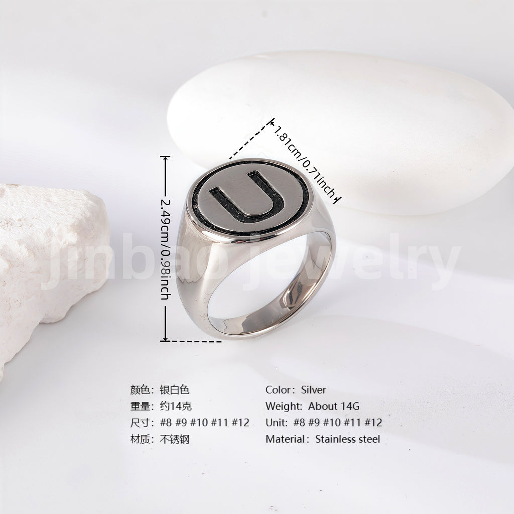 Stainless Steel Titanium Unique Symbol Men's Ring