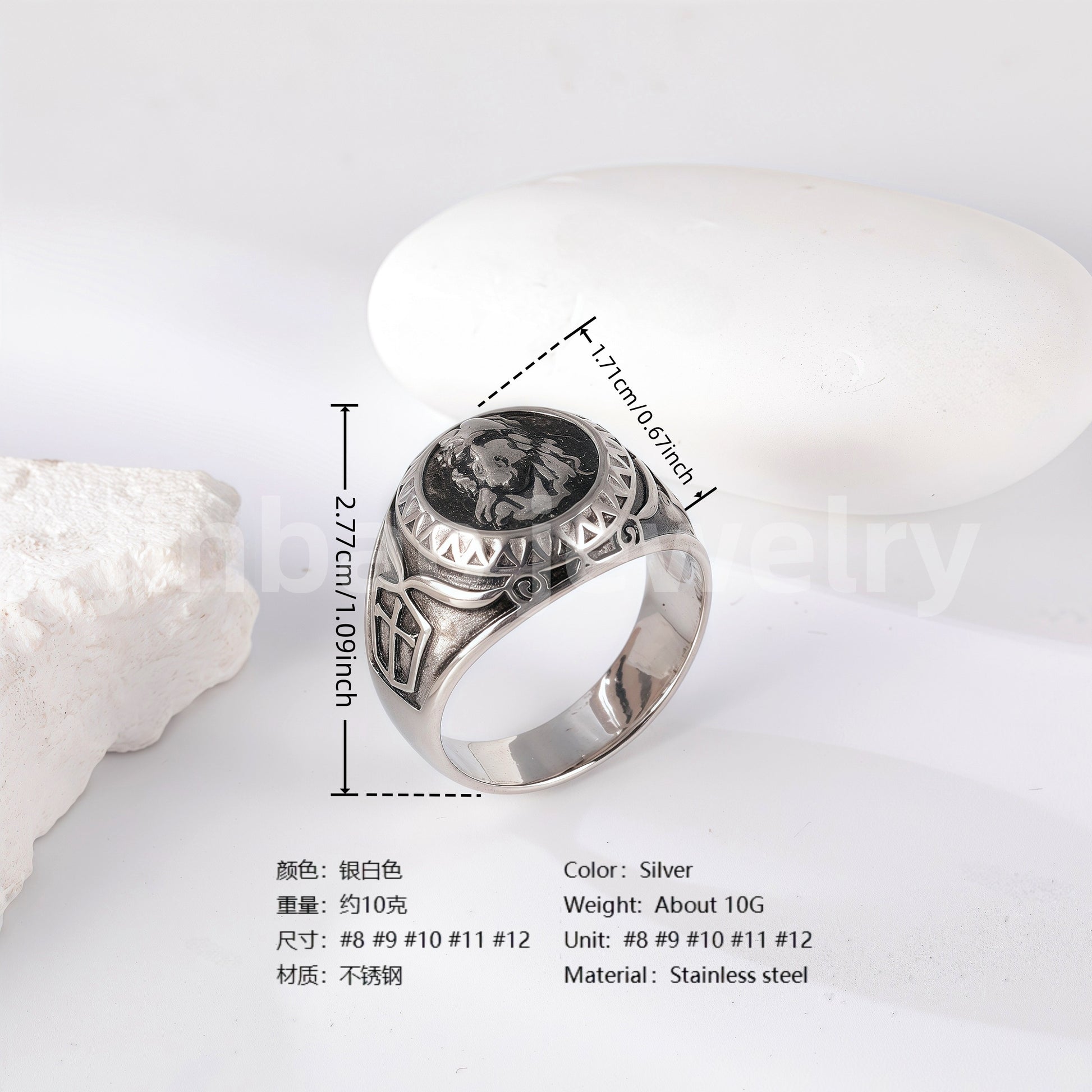 Stainless Steel Titanium Unique Symbol Men's Ring