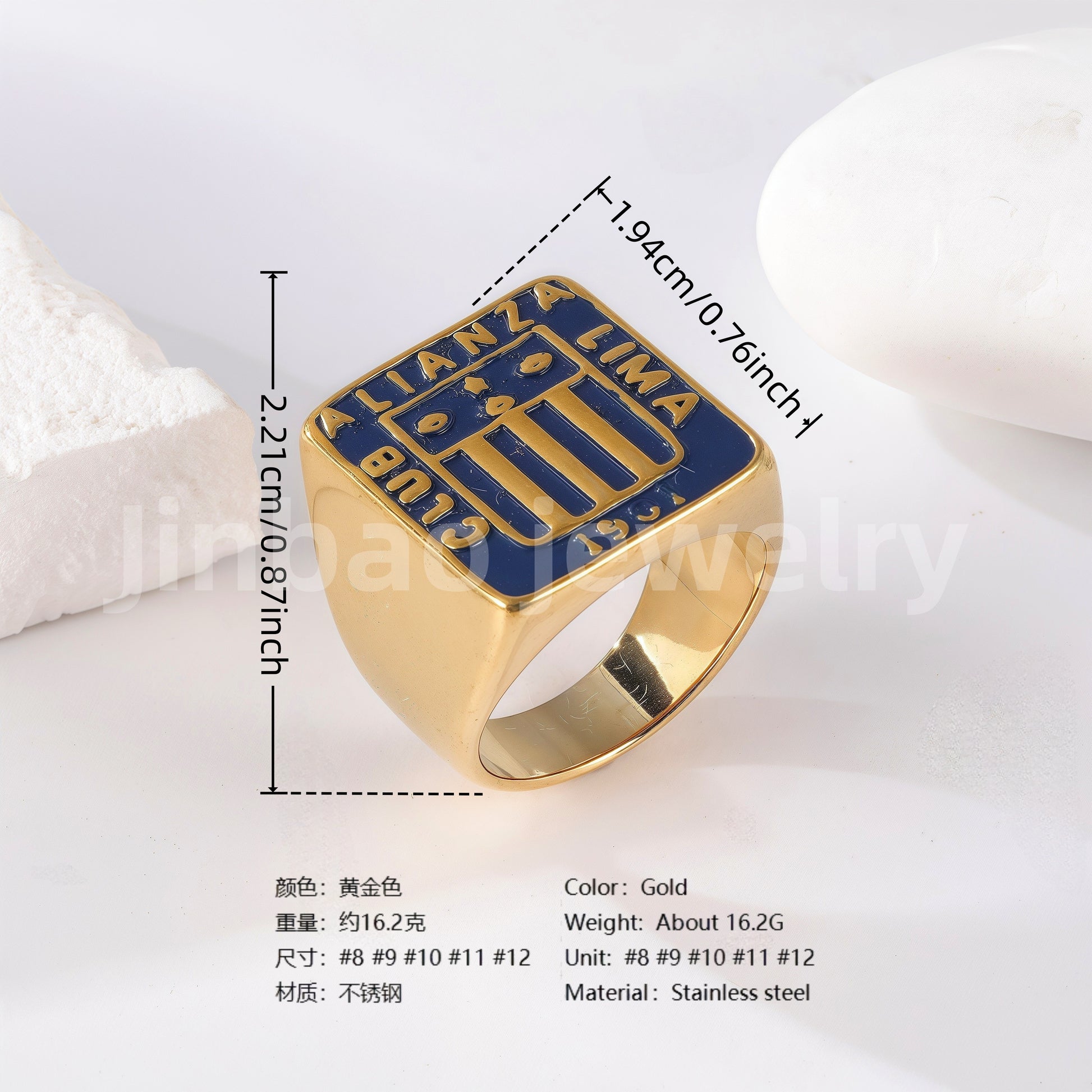 24K Gold PVD Stainless Steel Titanium Logo & Symbolic Men's Ring