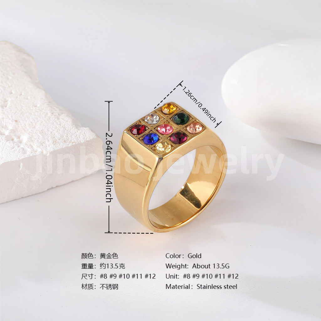 24K Gold PVD Stainless Steel Titanium Logo & Symbolic Men's Ring