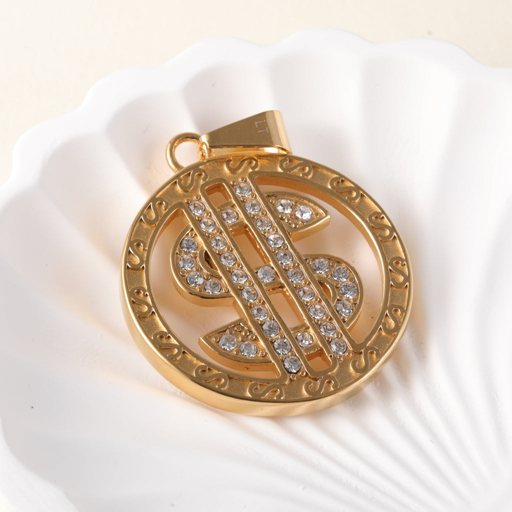 24K gold-plated stainless steel pendant, non-allergenic and non-fading