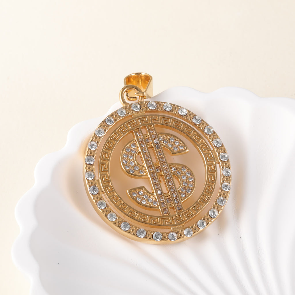 24K gold-plated stainless steel pendant, non-allergenic and non-fading