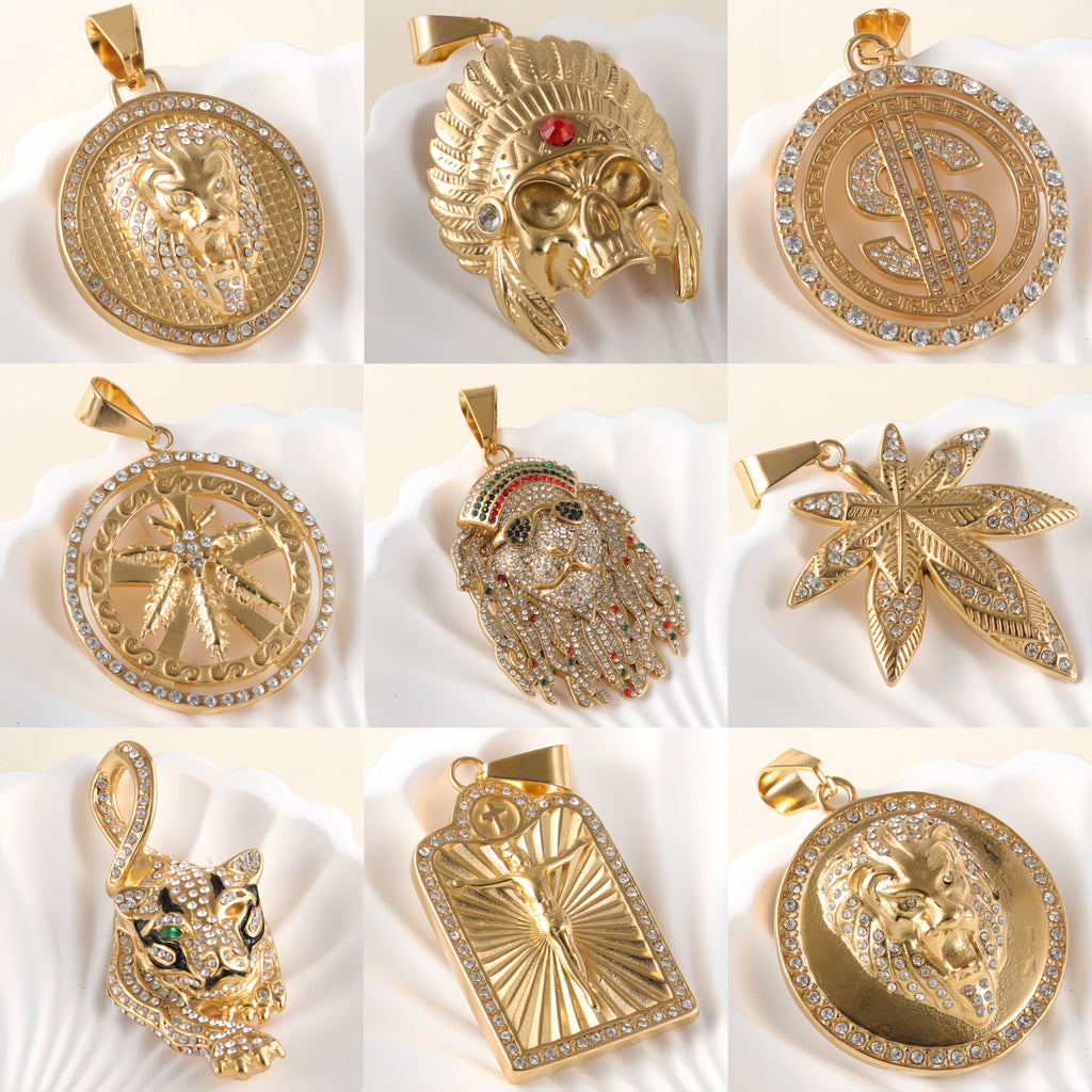 24K gold-plated stainless steel pendant, non-allergenic and non-fading
