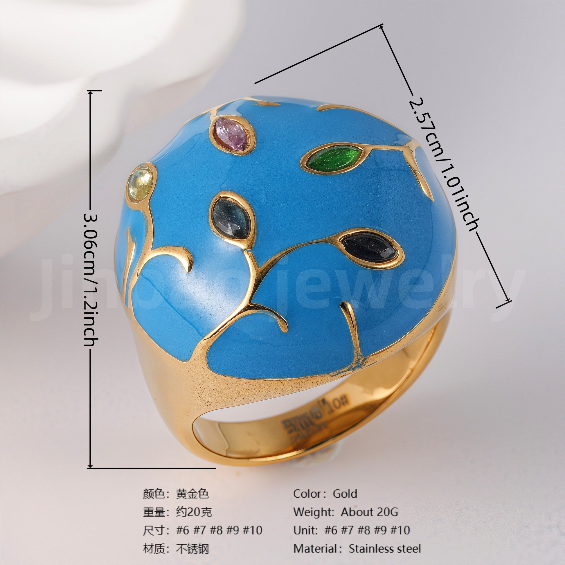 24K Gold-Plated Ceramic Floral  Design Luxury Daily Wear for Women's Ring