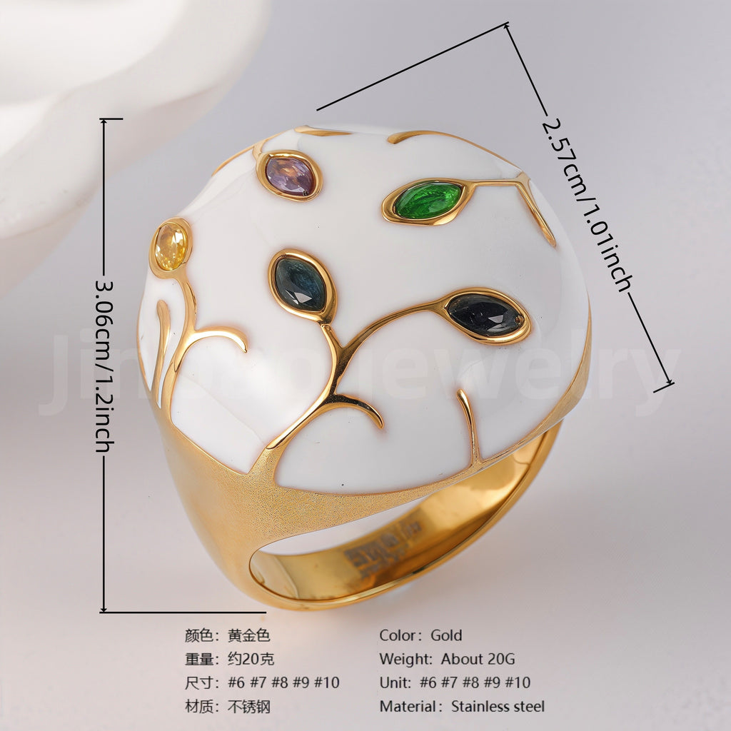 24K Gold-Plated Ceramic Floral  Design Luxury Daily Wear for Women's Ring