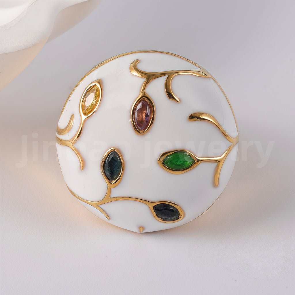 24K Gold-Plated Ceramic Floral  Design Luxury Daily Wear for Women's Ring