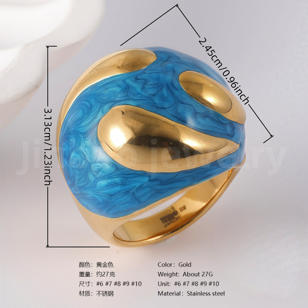 24K Gold-Plated Ceramic Floral  Design Luxury Daily Wear for Women's Ring