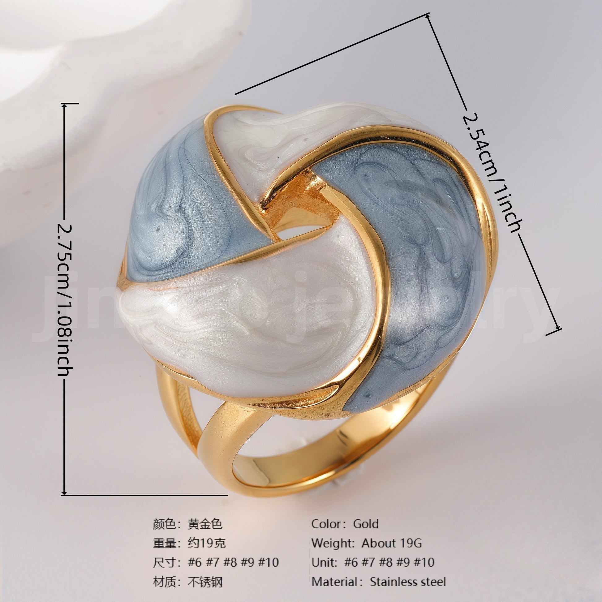 24K Gold-Plated Ceramic Floral  Design Luxury Daily Wear for Women's Ring