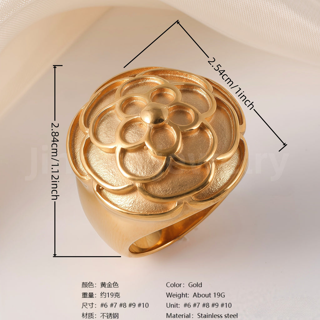 24K Gold-Plating Stainless Steel Fashion Sleek Modern Women's Ring