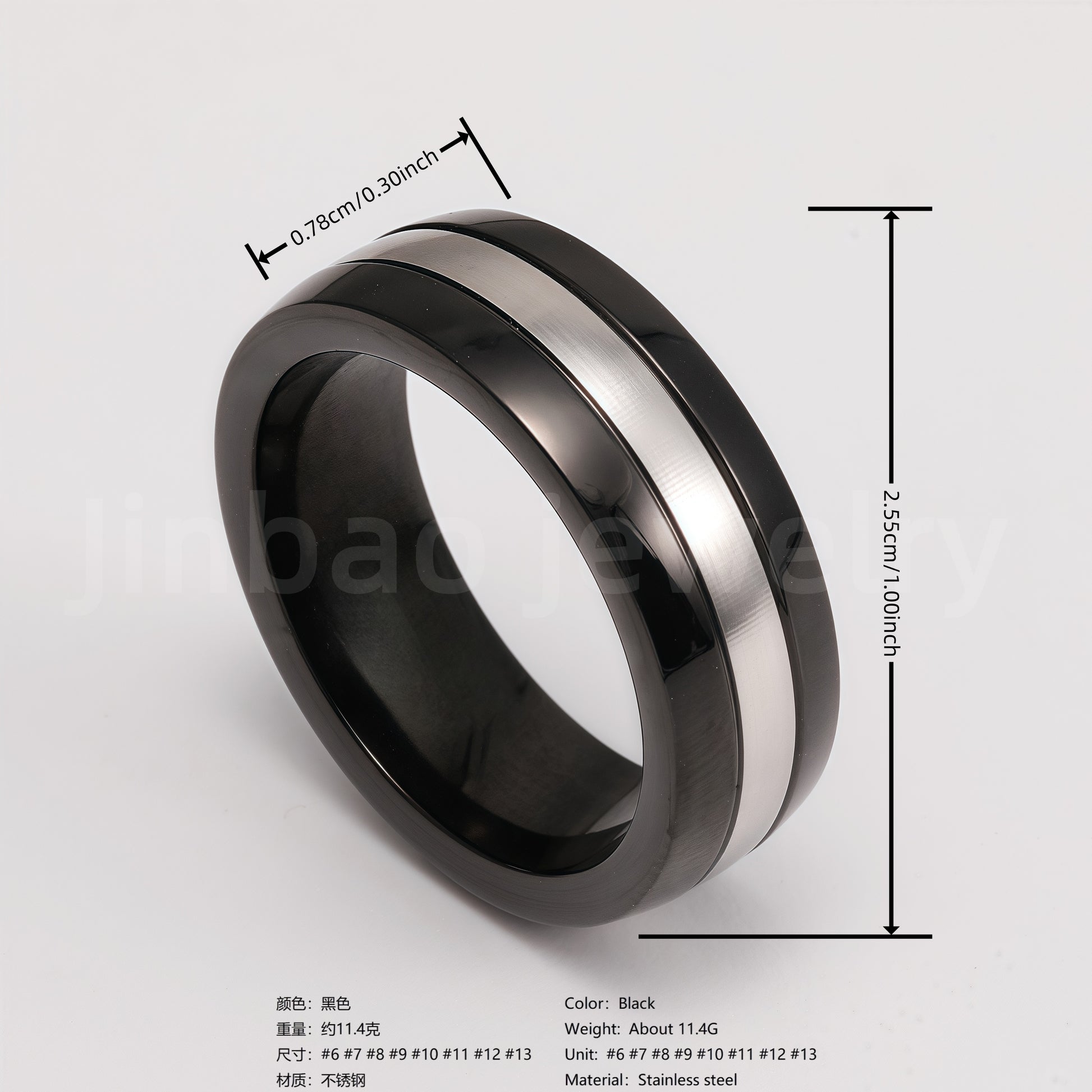 Black & Silver Stainless Steel Ring – Modern Dual-Tone Design