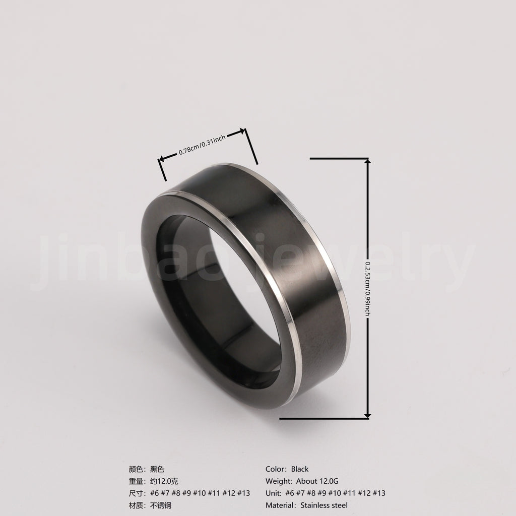Black & Silver Stainless Steel Ring – Modern Dual-Tone Design