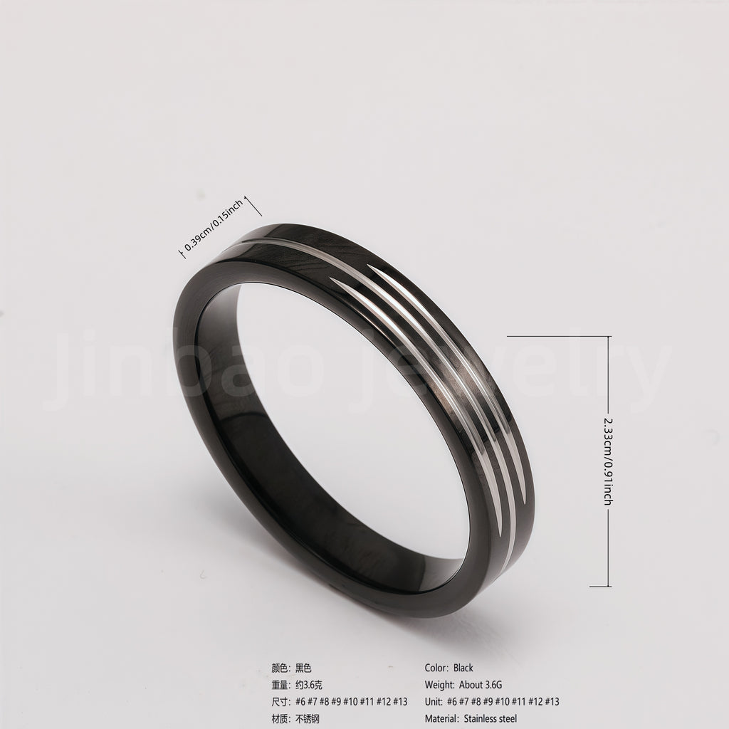 Black & Silver Stainless Steel Ring – Modern Dual-Tone Design
