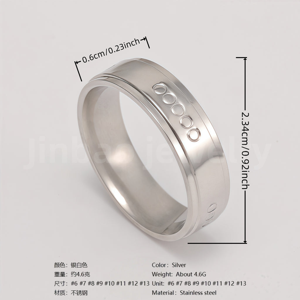 Classic Plain - band Stainless Steel Unisex Ring