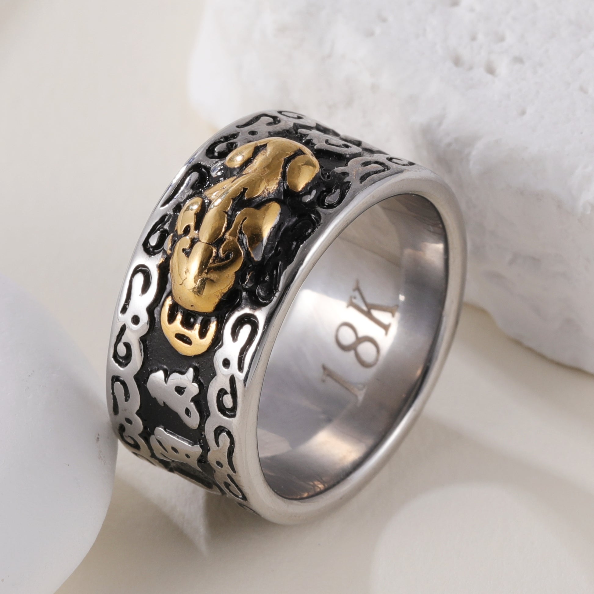Feng Shui Pixiu Good Luck And Wealth Unisex Stainless Steel Ring丨CQSDZ-1