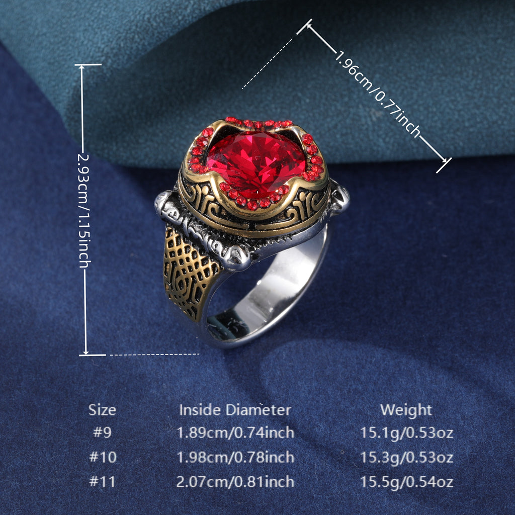 Ruby Inlaid Stainless Steel Men's Ring | K002777
