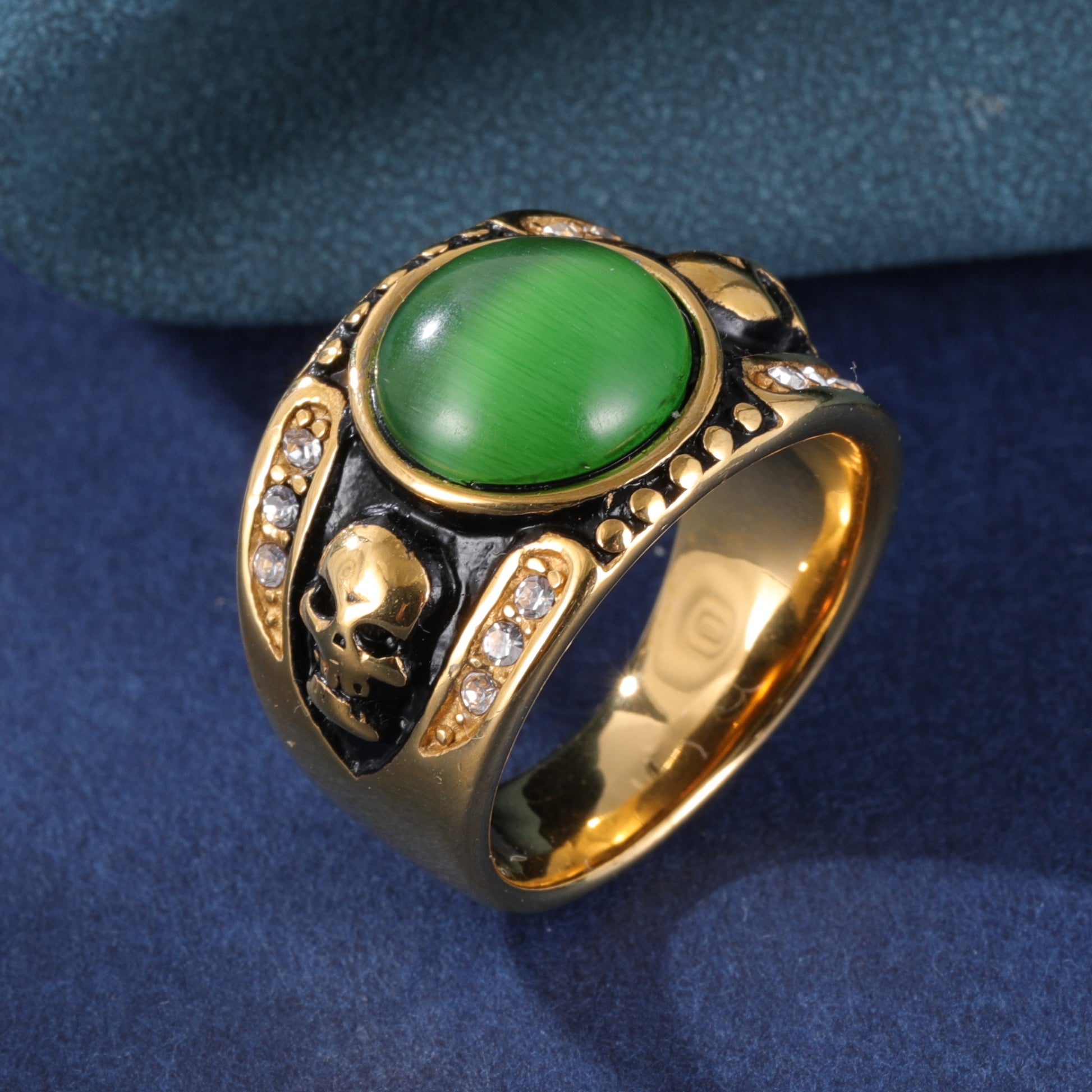 Men's Fashion Emerald Skull Stainless Steel Ring丨BL1176