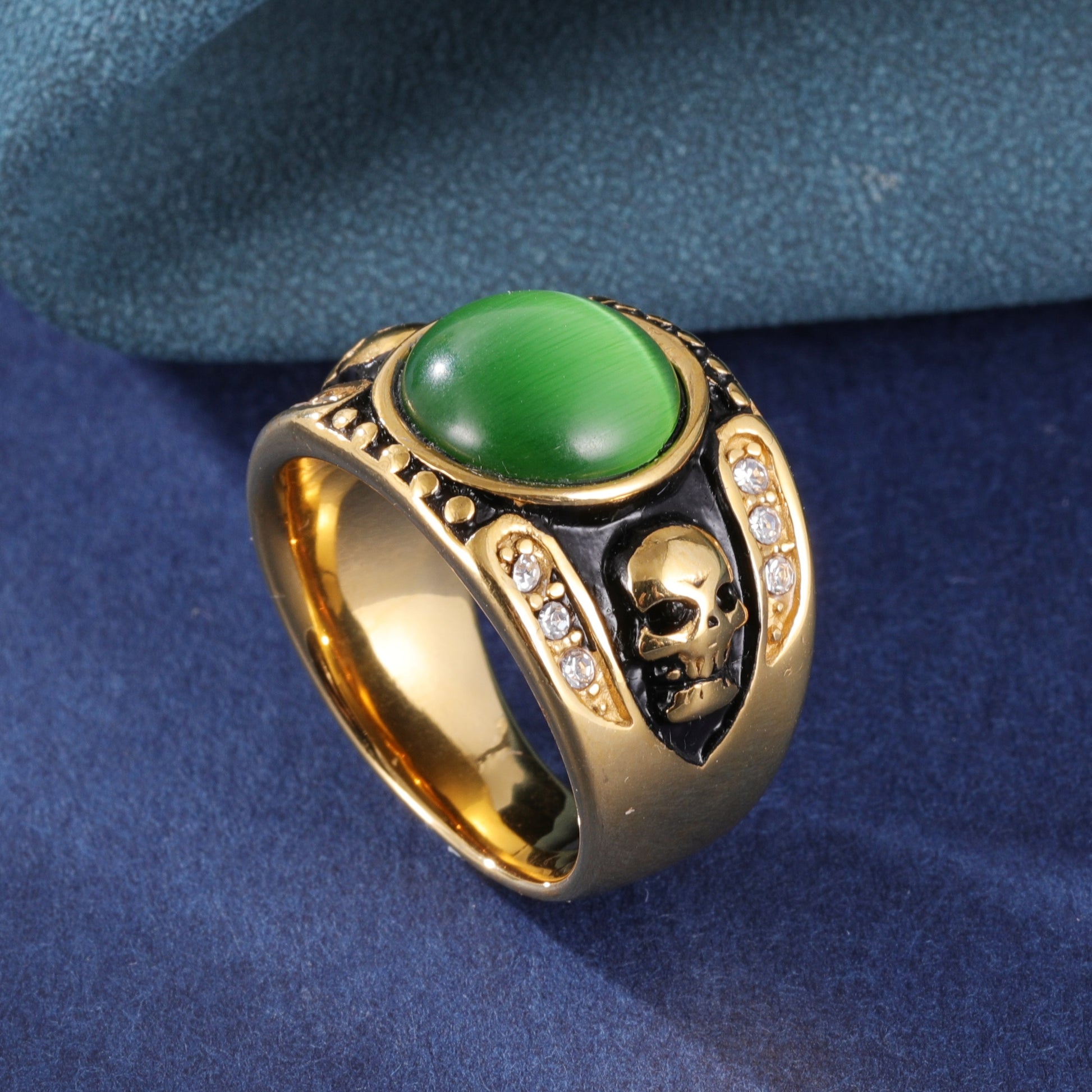 Men's Fashion Emerald Skull Stainless Steel Ring丨BL1176
