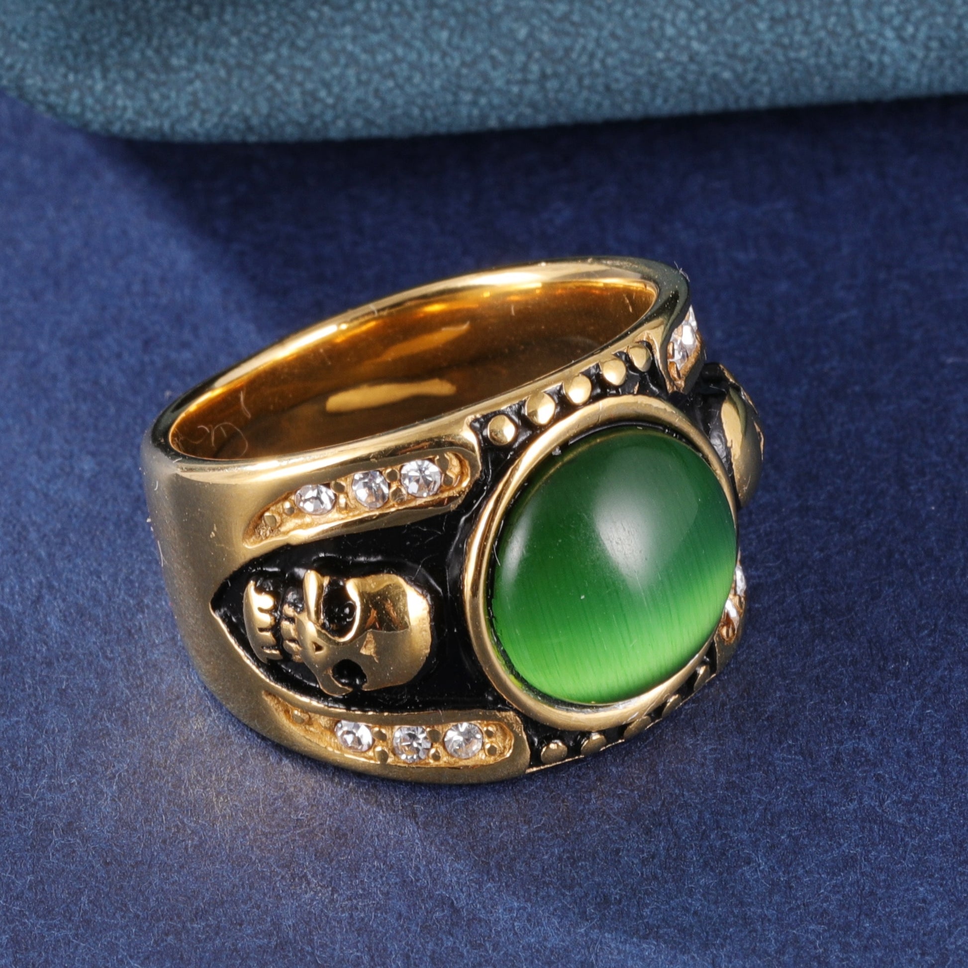 Men's Fashion Emerald Skull Stainless Steel Ring丨BL1176