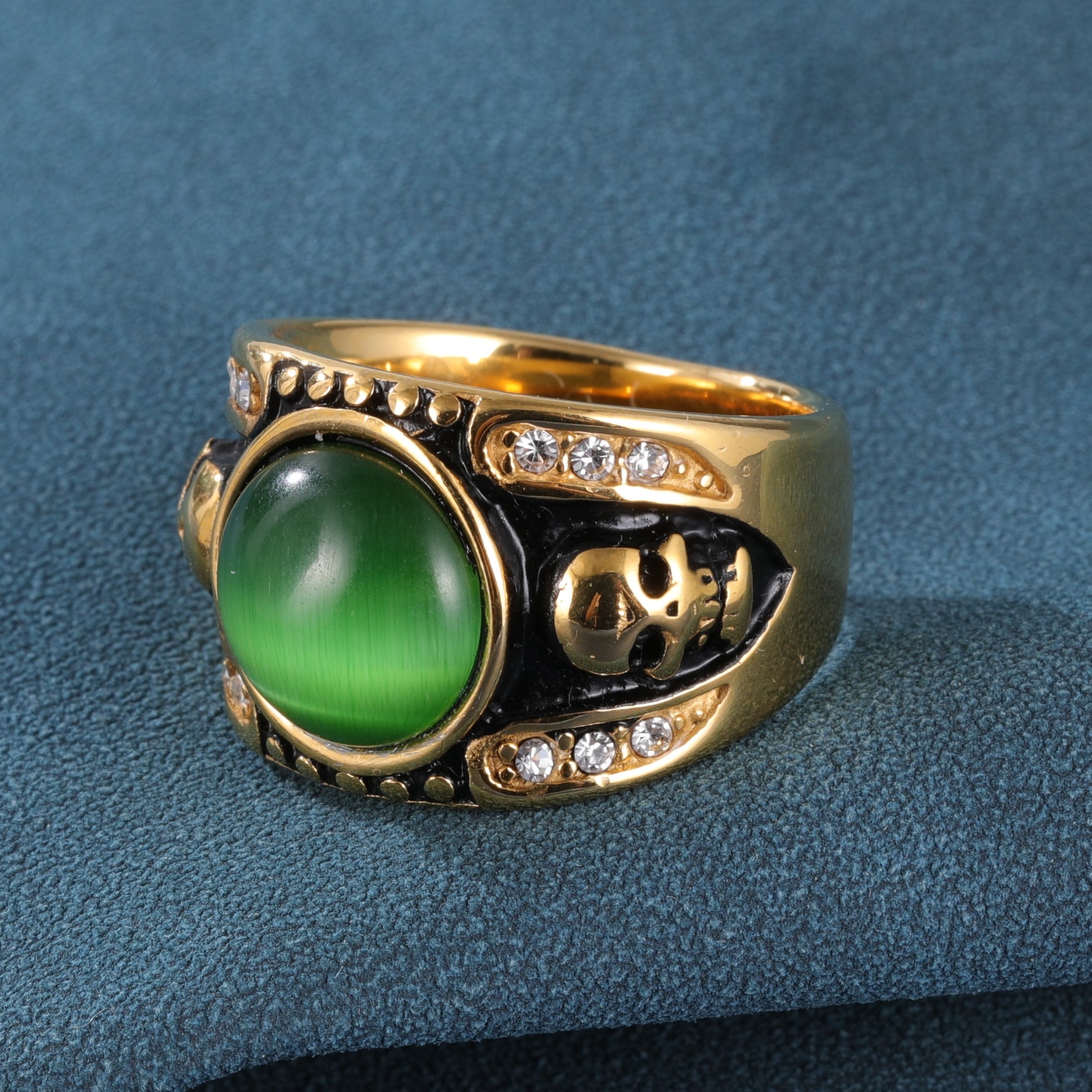 Men's Fashion Emerald Skull Stainless Steel Ring丨BL1176