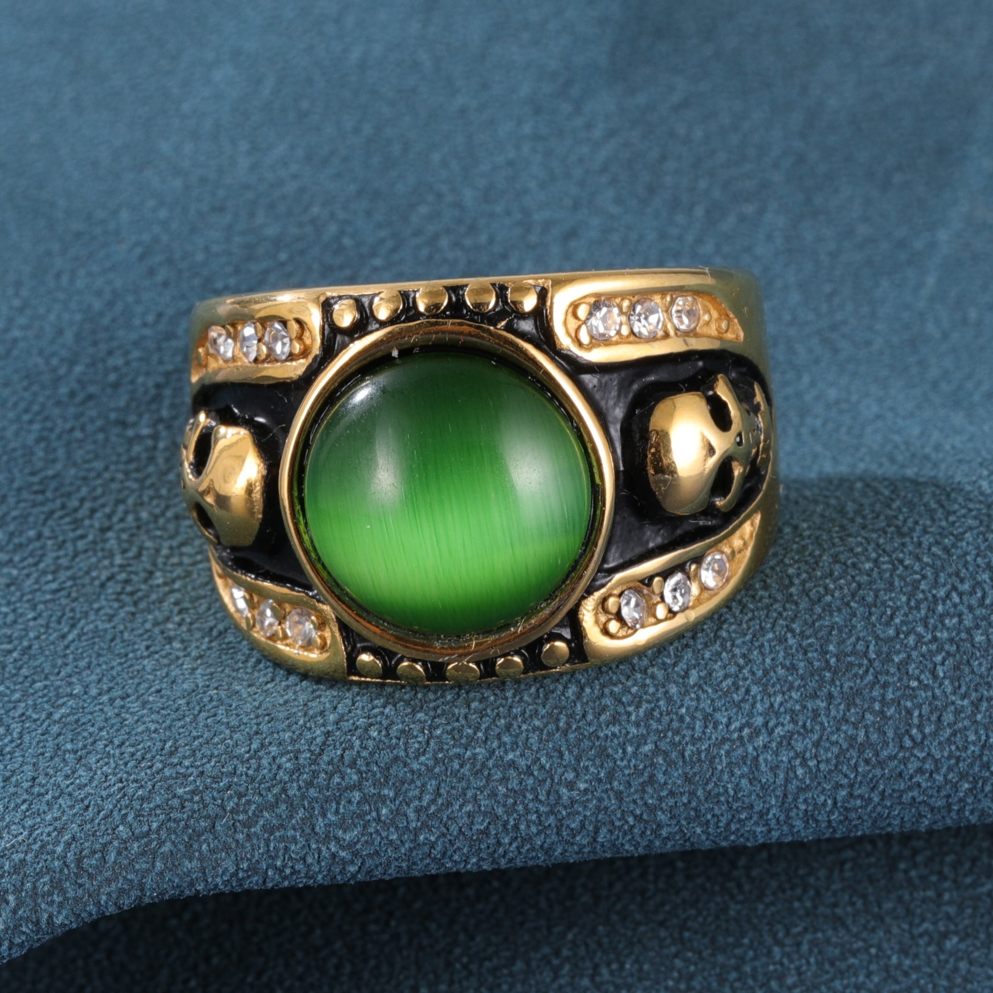 Men's Fashion Emerald Skull Stainless Steel Ring丨BL1176