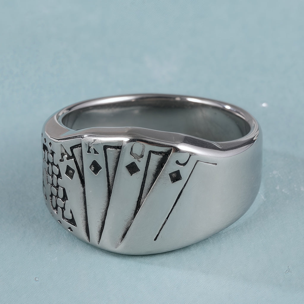 Geometric and Fan Design Stainless Steel Ring with Unique Geometric Patterns and Fan Carving, Modern Stylish Style, Perfect Fashion Ring for Men, Ideal Gift