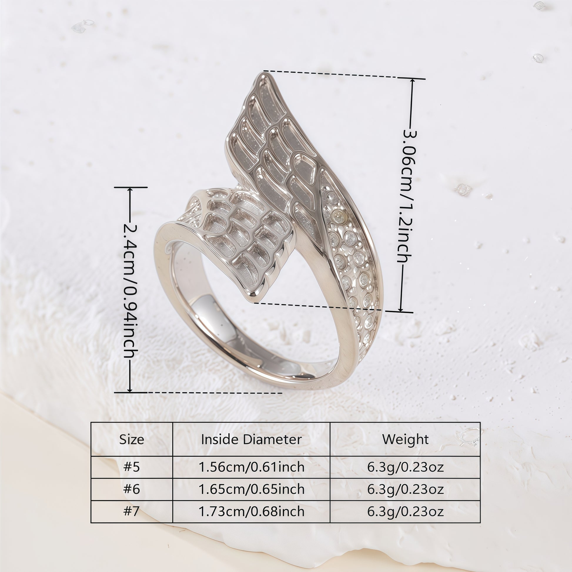Creative Wing Diamond Unisex Stainless Steel Waterproof Ring丨K07154