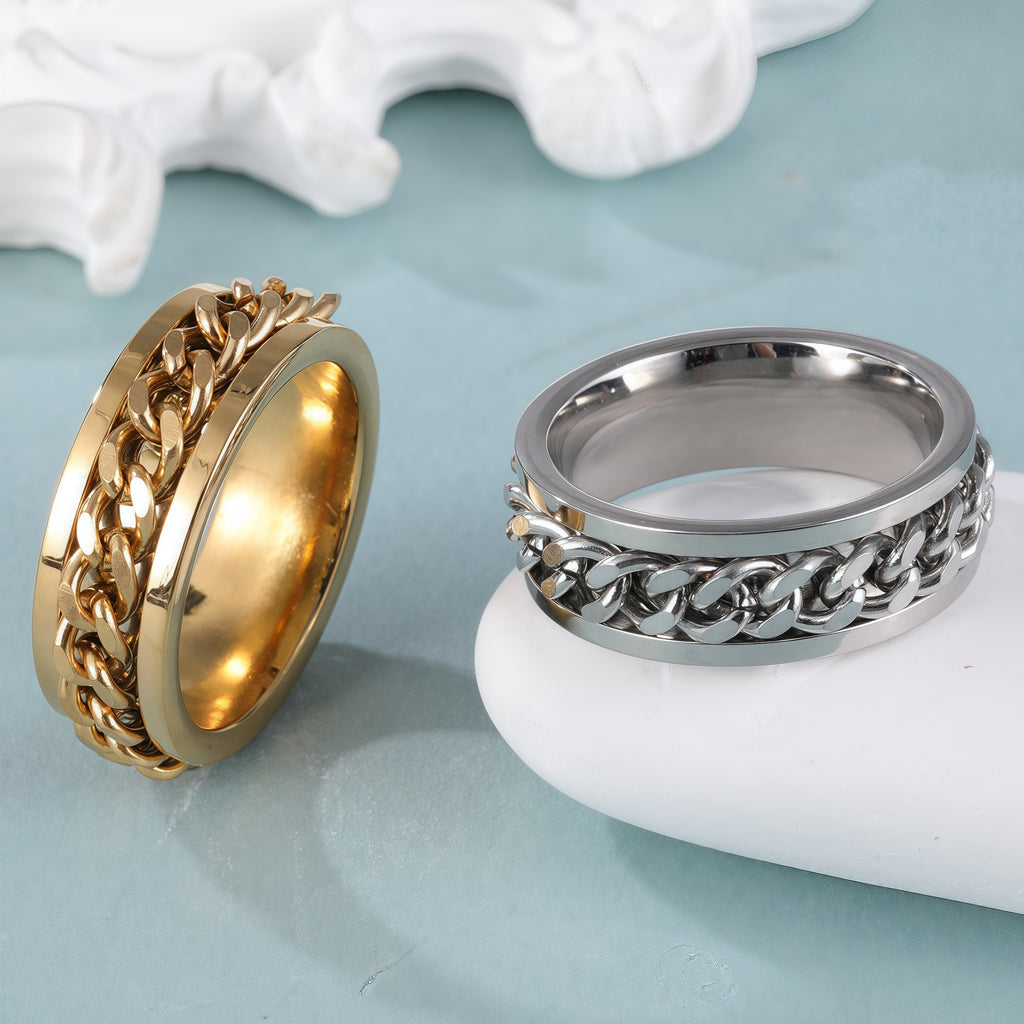 Fashionable Chain Pattern Unisex Stainless Steel Ring丨C0732