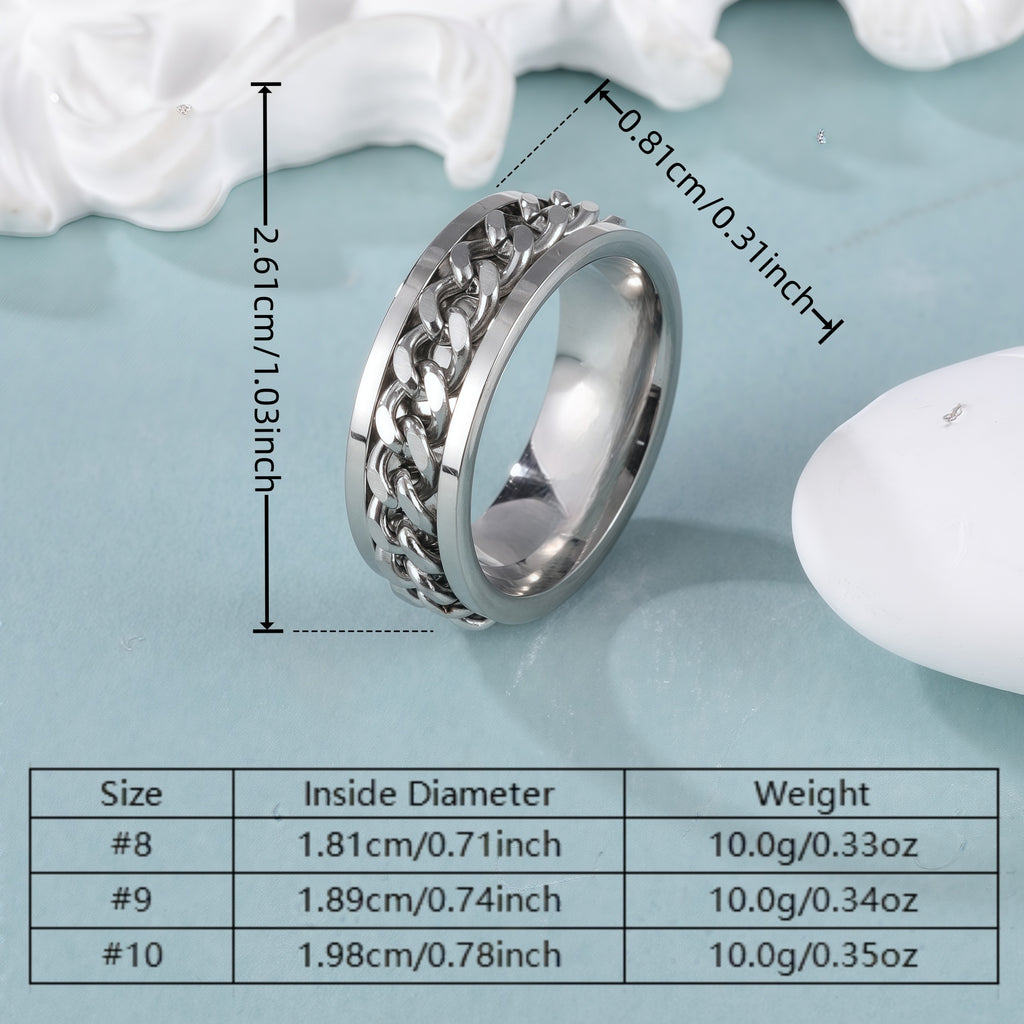 Fashionable Chain Pattern Unisex Stainless Steel Ring丨C0732