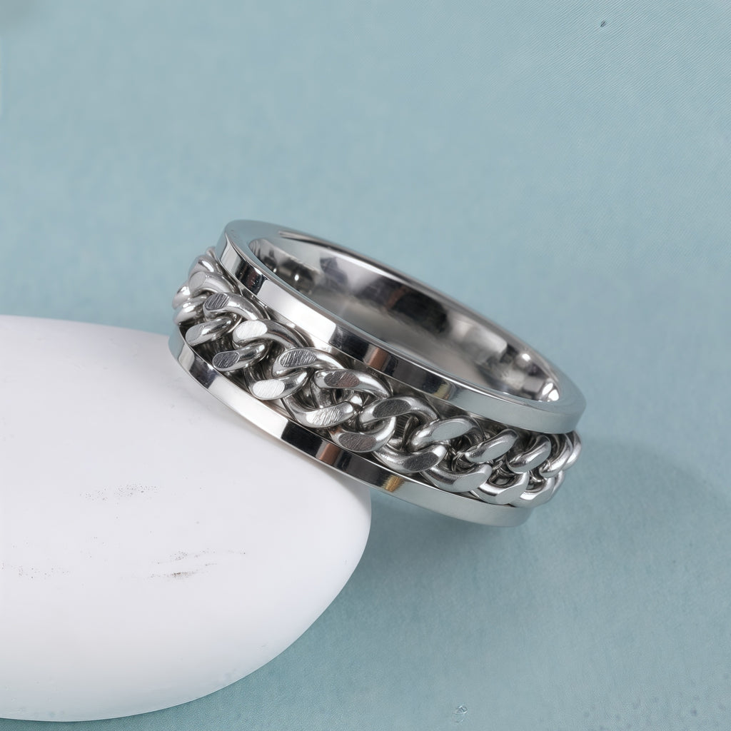 Fashionable Chain Pattern Unisex Stainless Steel Ring丨C0732