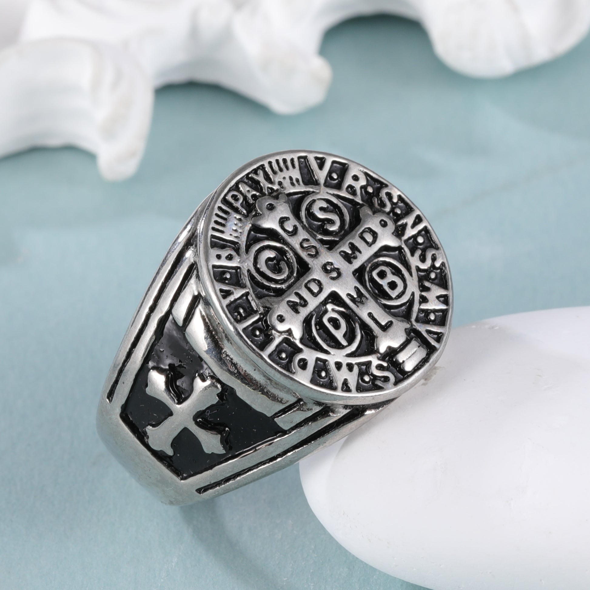 Vintage Religious Style Saint Paul Cross Stainless Steel Man Ring丨DZ879