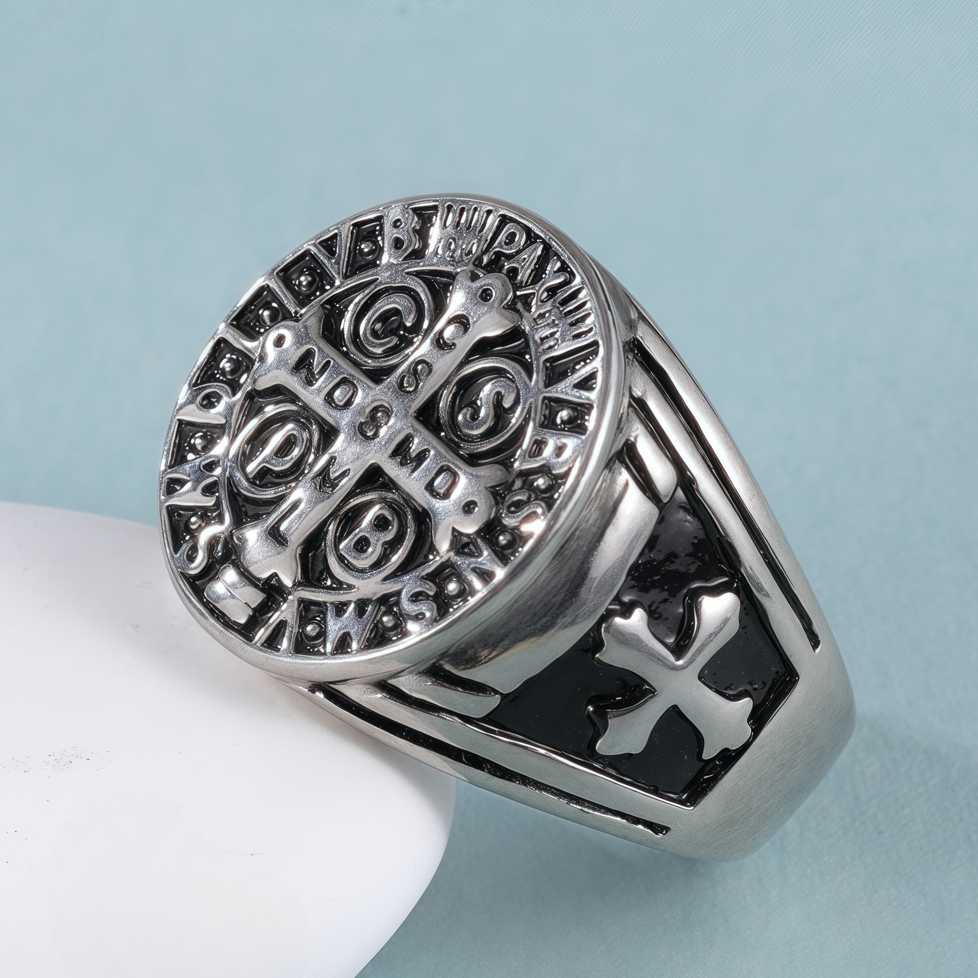 Vintage Religious Style Saint Paul Cross Stainless Steel Man Ring丨DZ879