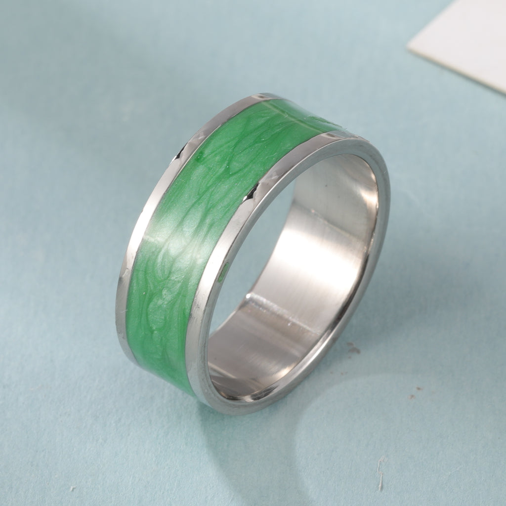 Simple Design Drip Resin Stainless Steel Ring Unisex Ring丨C7482
