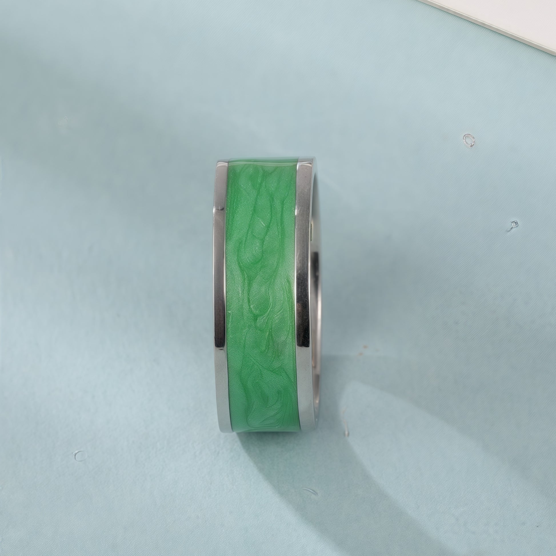 【Minimalist Green Design】Stainless Steel Ring with Green Textured Inlay, Modern Stylish Style, Perfect Fashion Ring for Men/Women, Ideal Gift