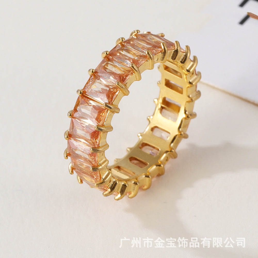 Women's stainless steel ring with colored zircon | G005626