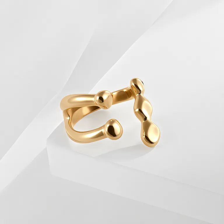 Unique Minimalist Stainless Steel Open Crossover Ring Classic Fashion for Women | N0021