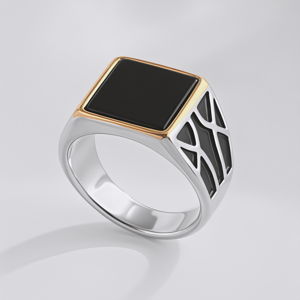 【单款无货】Minimalist Square Gemstone Ring Men's Stainless Steel Ring | K00175