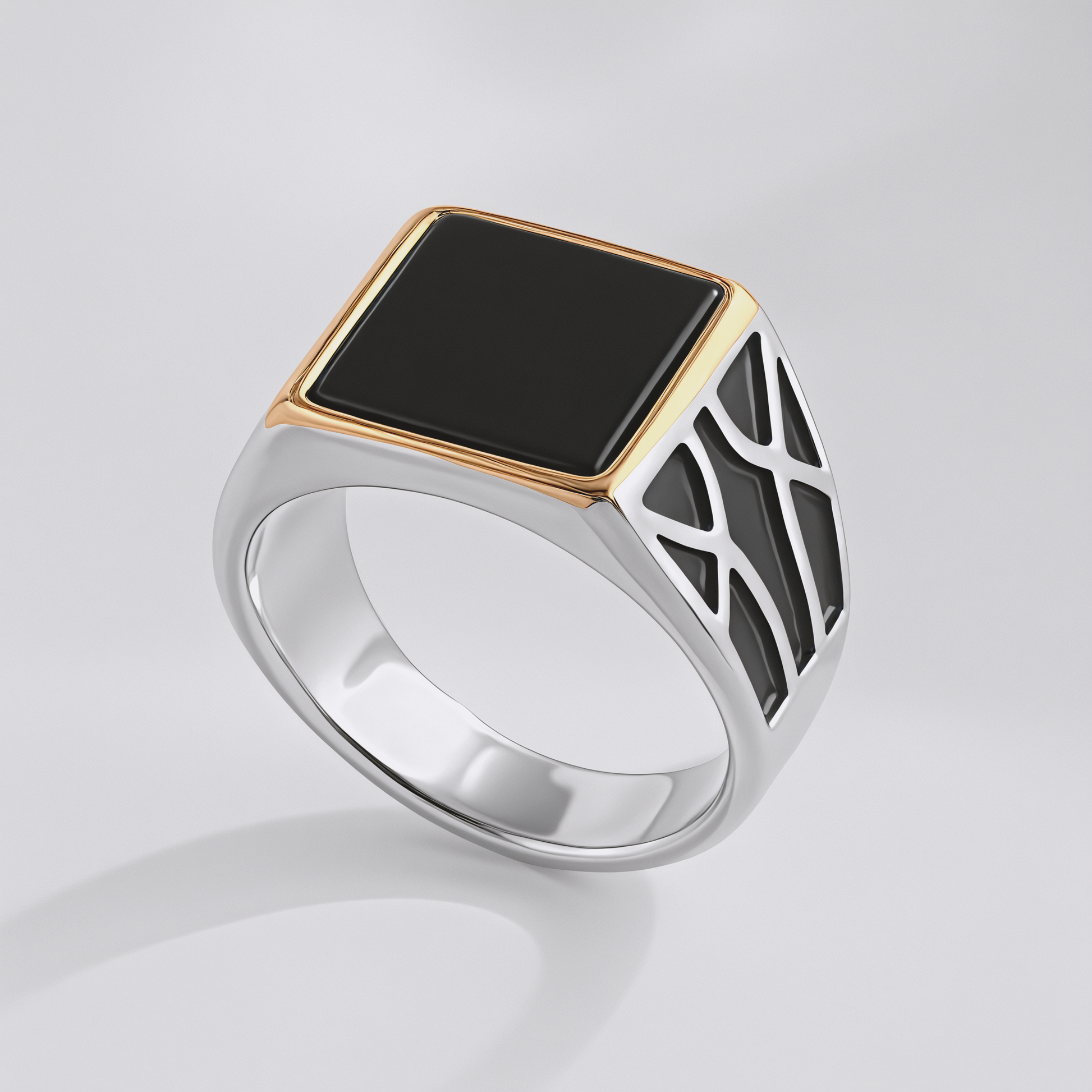 【单款无货】Minimalist Square Gemstone Ring Men's Stainless Steel Ring | K00175