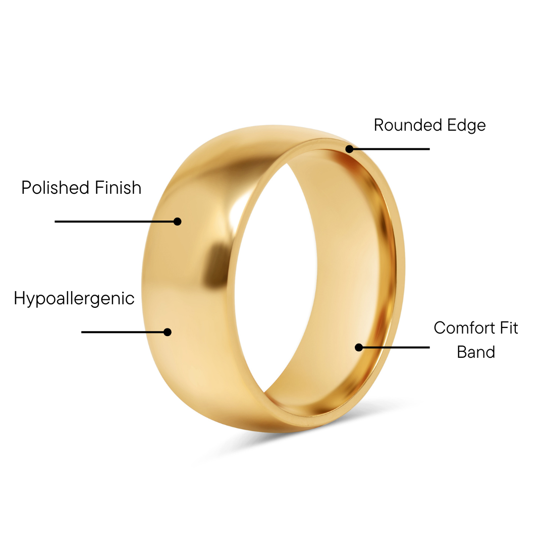 24K Gold PVD Stainless Steel Simple Ring