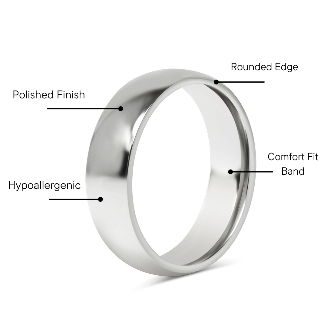 Highly Polished Rounded Stainless Steel Blank Ring 2mm - 6mm