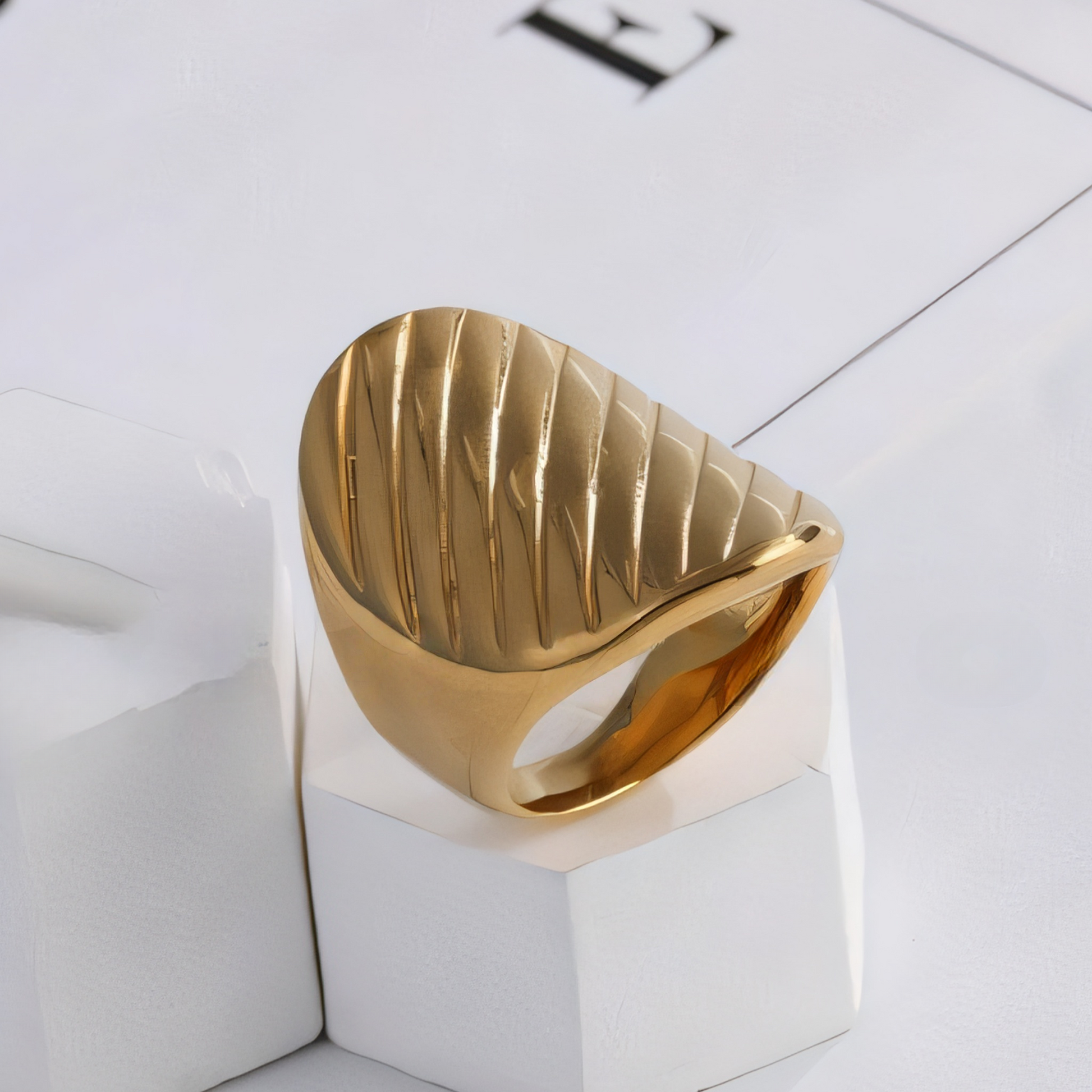 24K Gold Plated Stainless Steel Rings with Artificial Gemstones & Pearls