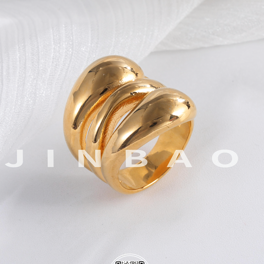 24k gold plated stainless steel ring for women simple style female ring