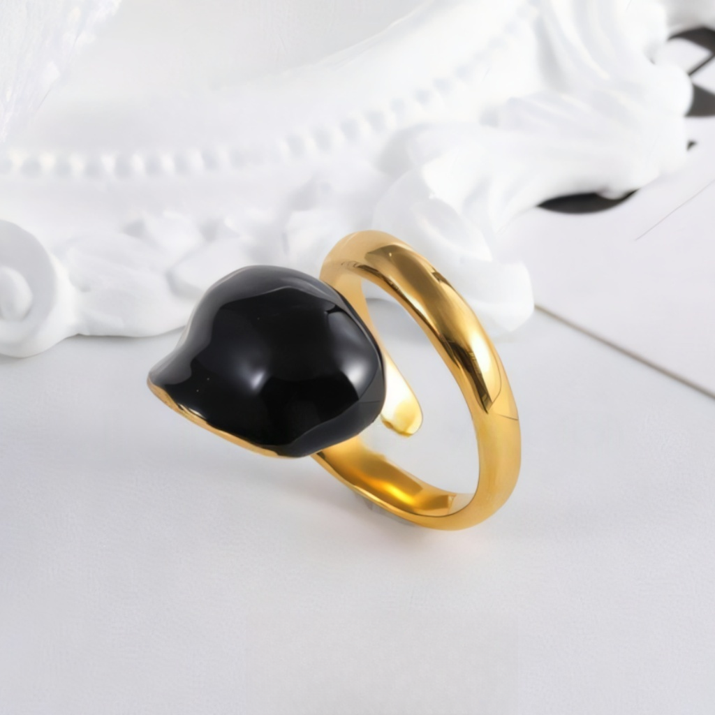 24k gold plated epoxy resin stainless steel female ring