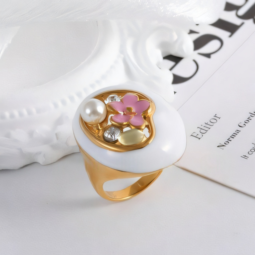 24k gold plated epoxy resin stainless steel female ring