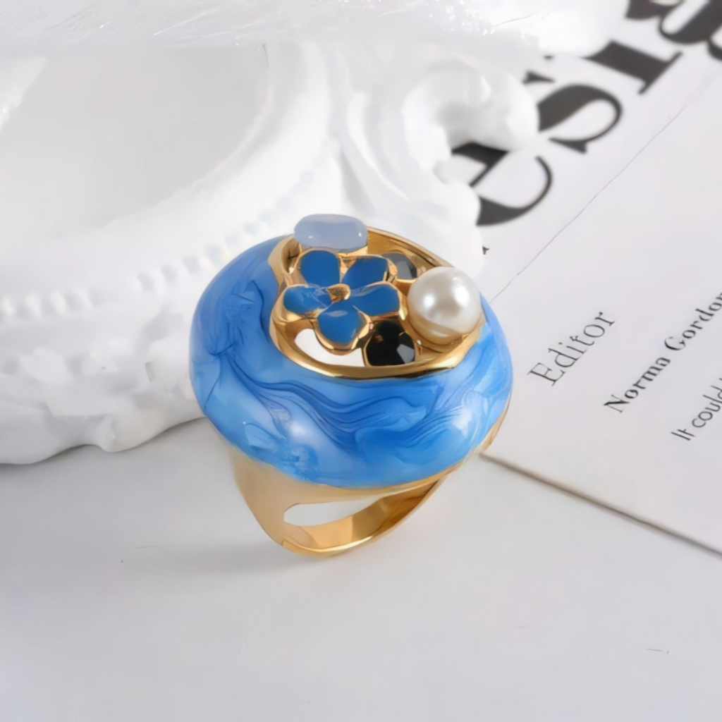 24k gold plated epoxy resin stainless steel female ring