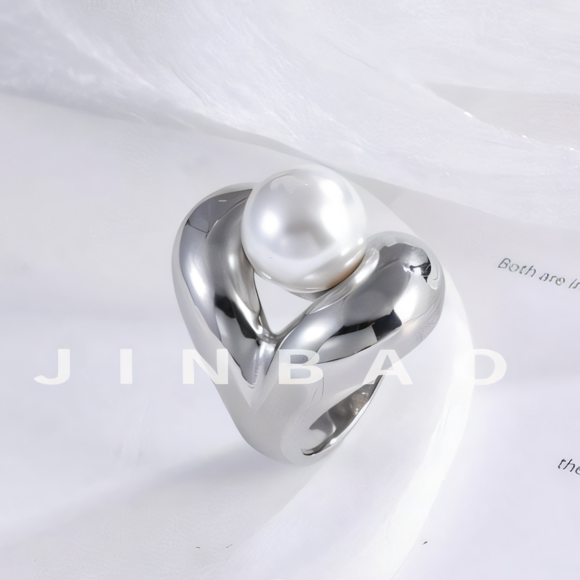 Heart-Shaped Pearl Simple Stainless Steel Women's Ring | G004507
